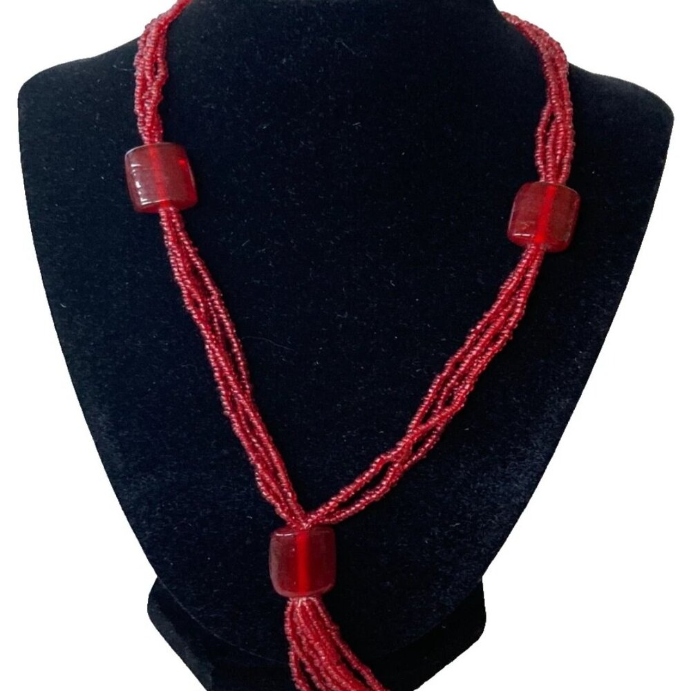 Beaded necklace Chunky red Necklace Unique jewelry